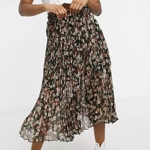 A&F black floral midi skirt